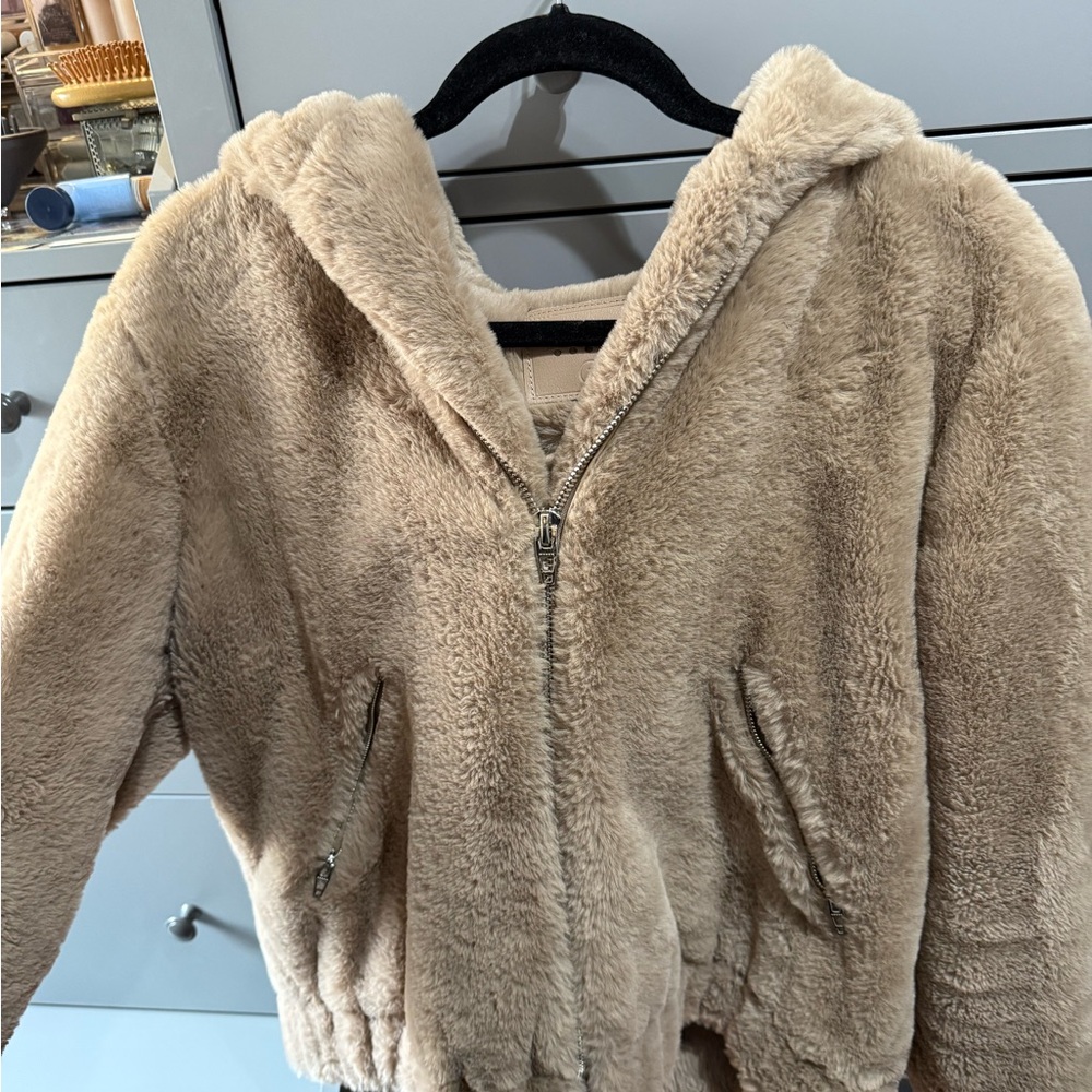 Cozy Tan Faux Fur Hoodie